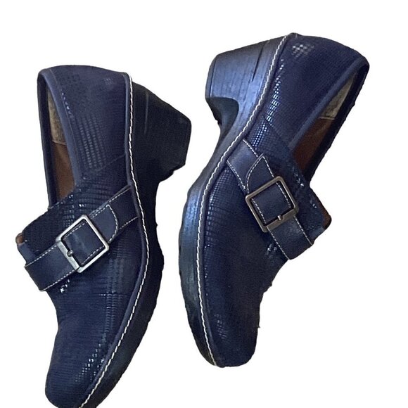 Canyon River Blues Slip On Clogs 10/10.5* Blue Embossed Houndstooth Plaid 263B - Picture 3 of 8